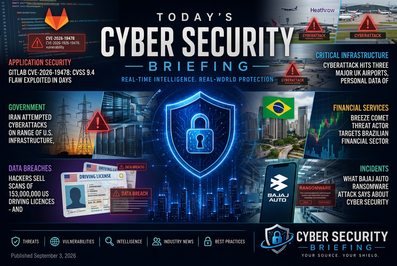 Illustrated summary of the top stories in the Cyber Security Briefing Briefing — September 3, 2026 briefing