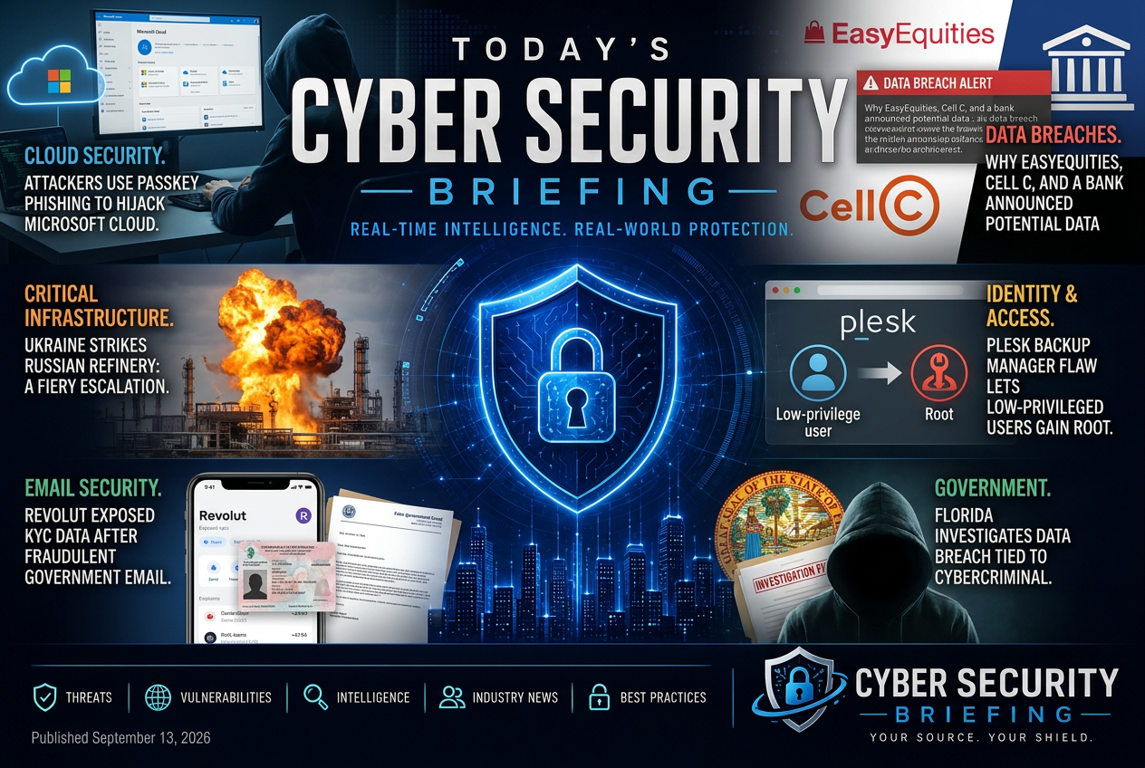 Illustrated summary of the top stories in the Cyber Security Briefing Briefing — September 13, 2026 briefing