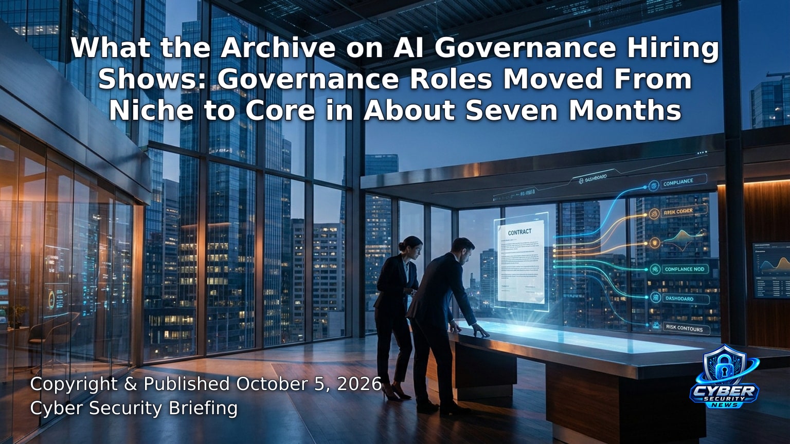 Hero image for the article “What the Archive on AI Governance Hiring Shows: Governance Roles Moved From Niche to Core in About Seven Months”
