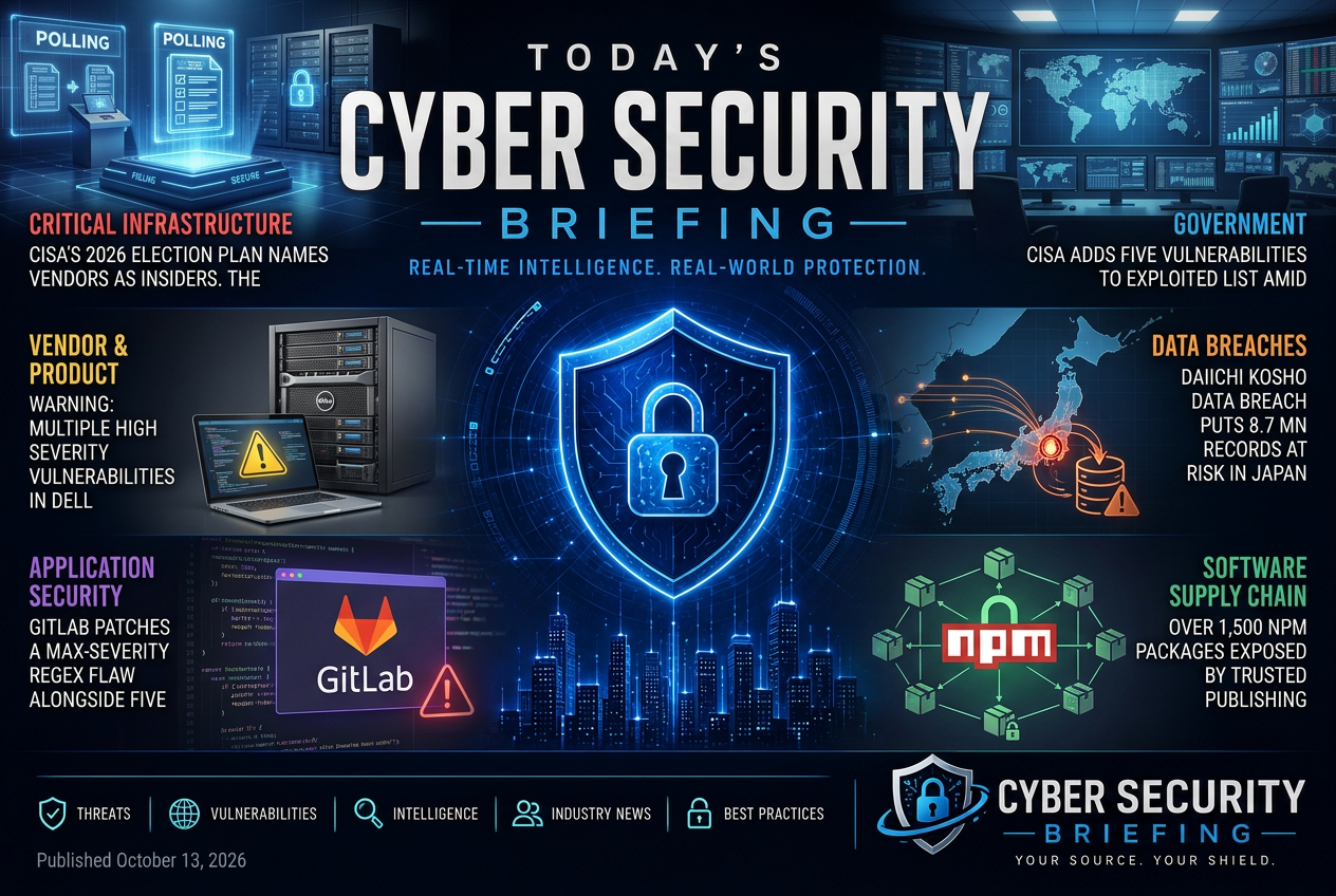Illustrated summary of the top stories in the Cyber Security Briefing Briefing — October 13, 2026 briefing