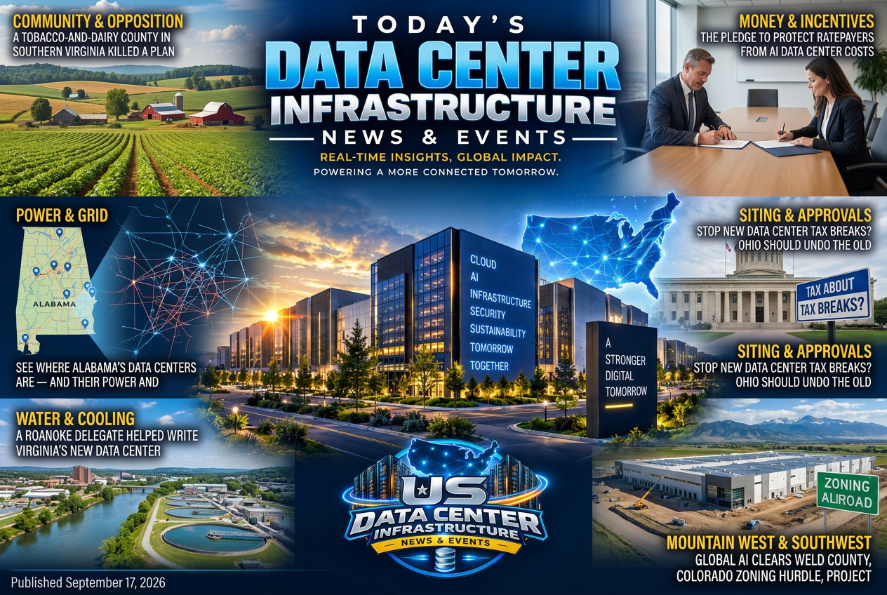 Illustrated summary of the top stories in the Data Center Infrastructure News & Events Briefing — September 17, 2026 briefing