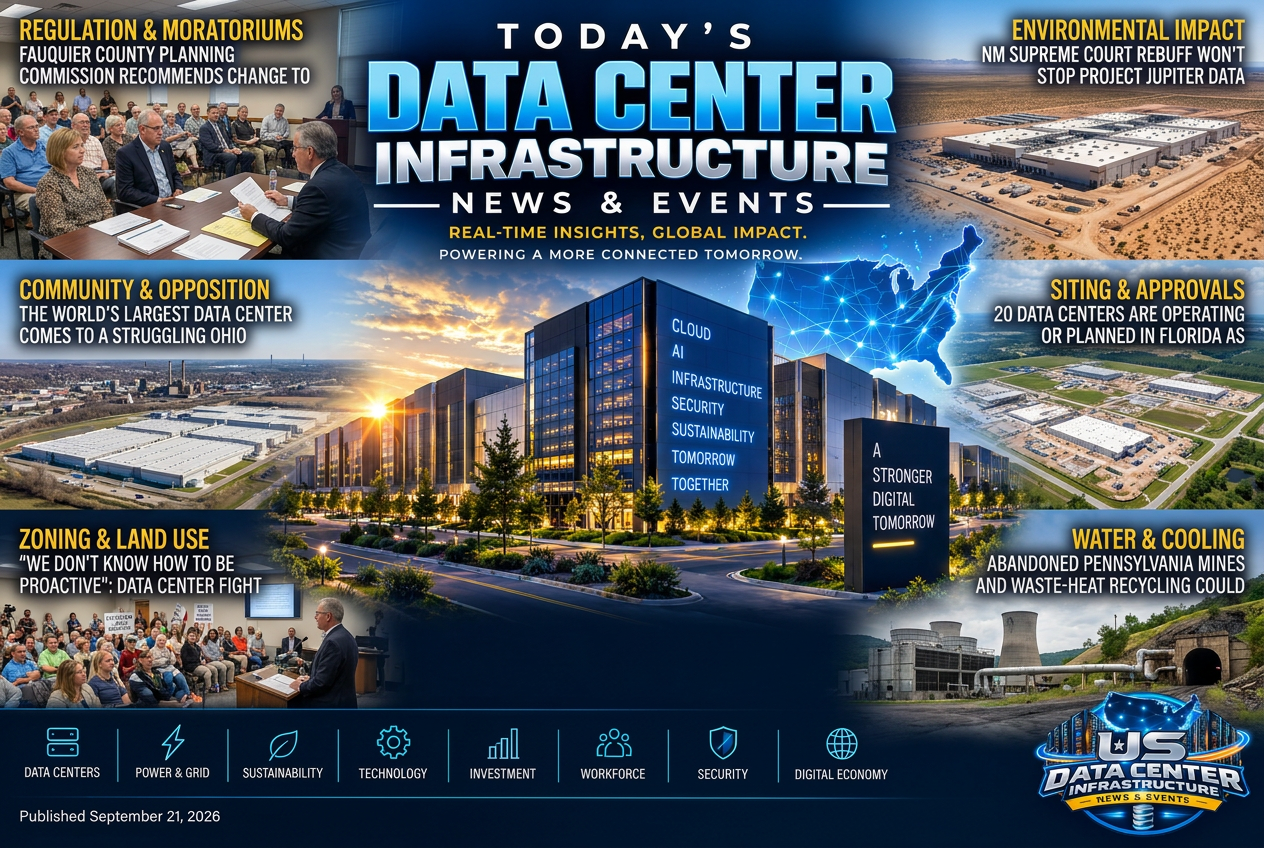 Illustrated summary of the top stories in the Data Center Infrastructure News & Events Briefing — September 21, 2026 briefing