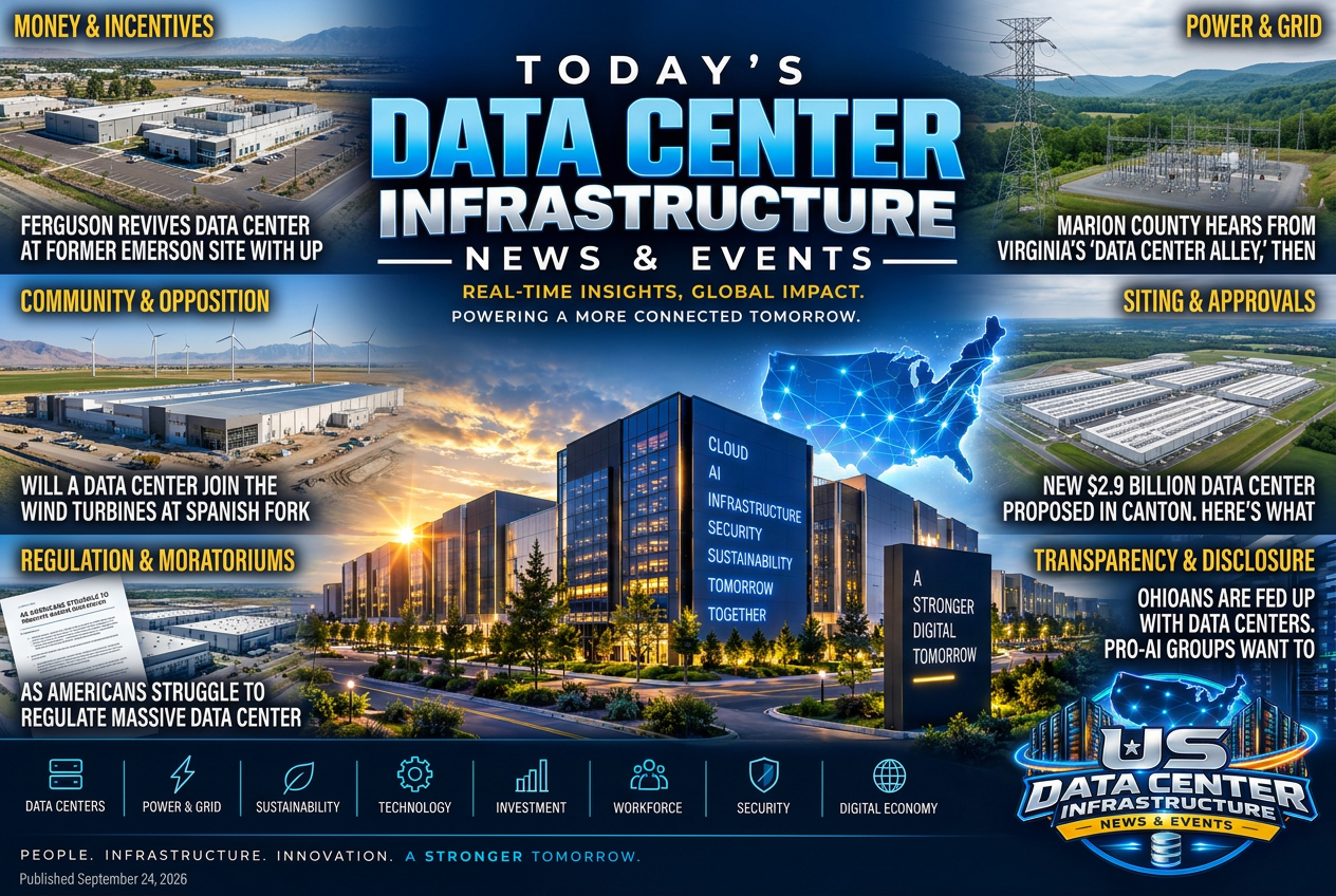 Illustrated summary of the top stories in the Data Center Infrastructure News & Events Briefing — September 24, 2026 briefing
