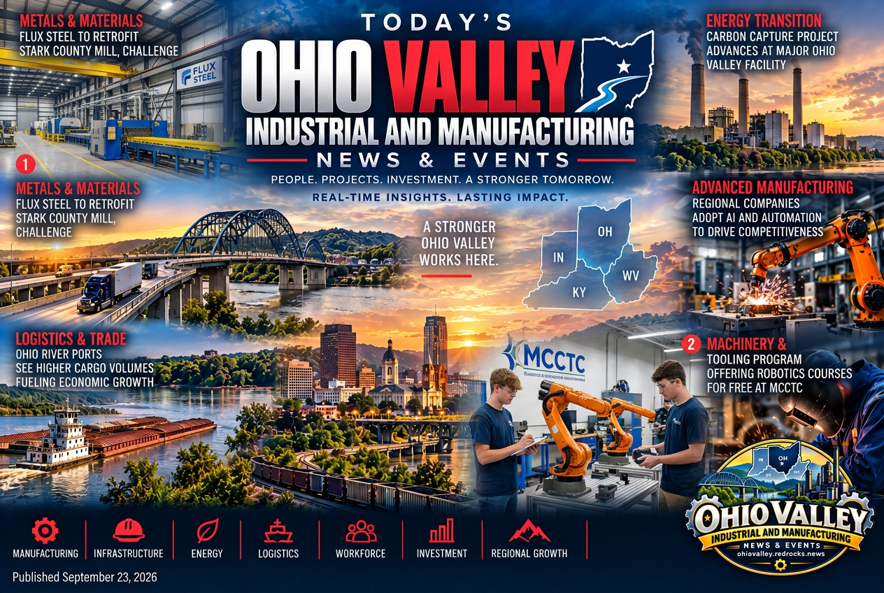 Illustrated summary of the top stories in the Ohio Valley Industrial and Manufacturing News & Events Briefing — September 22, 2026 briefing