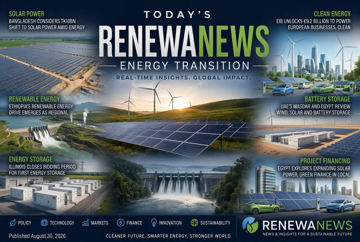 Illustrated summary of the top stories in the RenewaNews Briefing — August 30, 2026 briefing