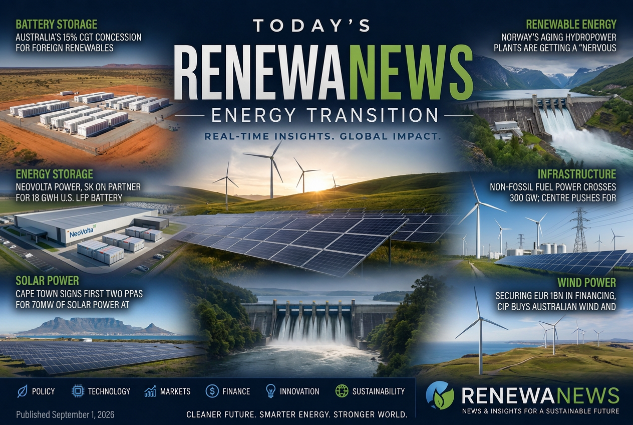 Illustrated summary of the top stories in the RenewaNews Briefing — September 1, 2026 briefing