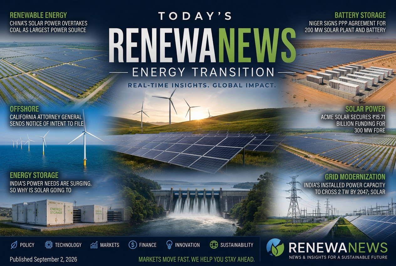 Illustrated summary of the top stories in the RenewaNews Briefing — September 2, 2026 briefing