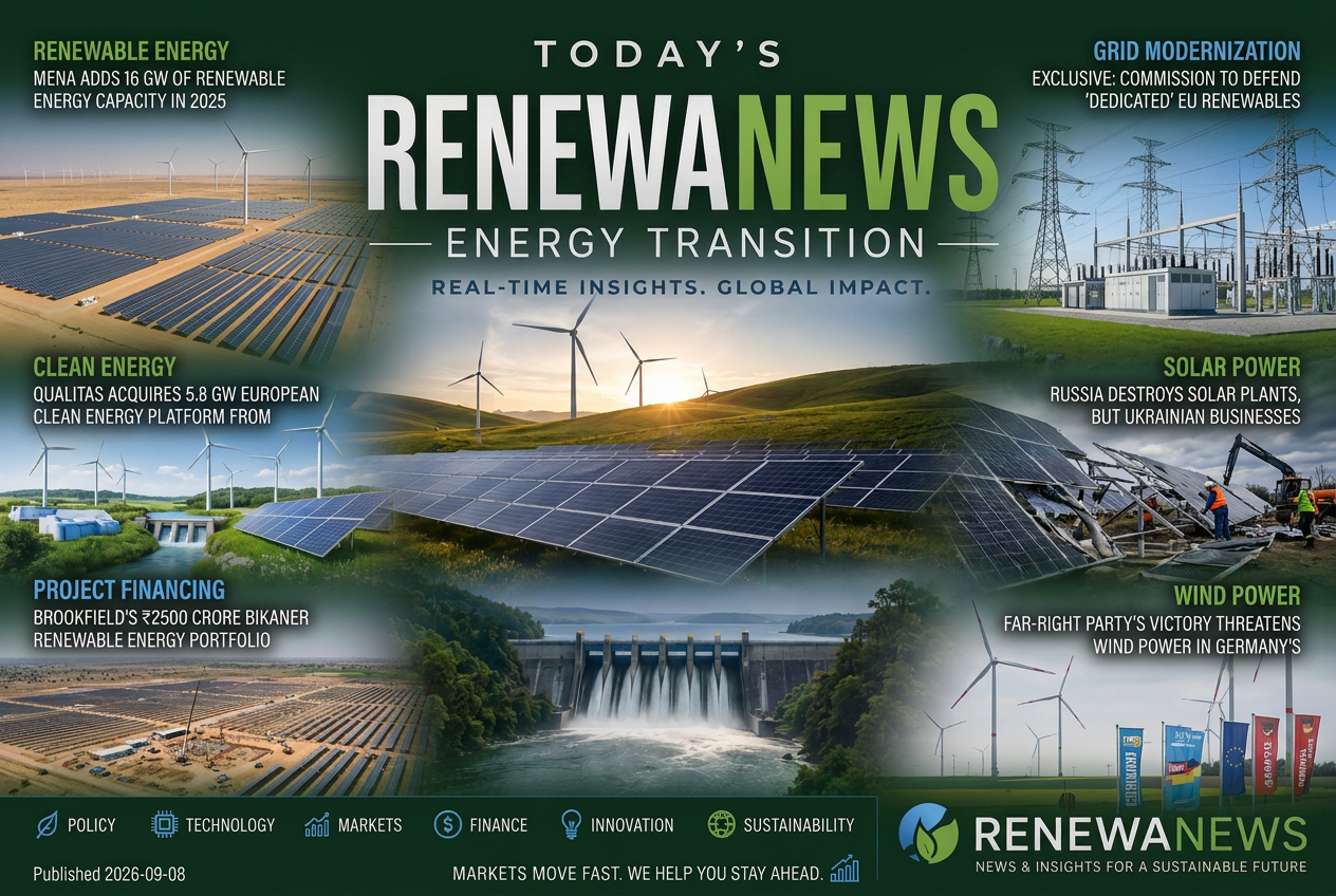 Illustrated summary of the top stories in the RenewaNews Briefing — September 8, 2026 briefing