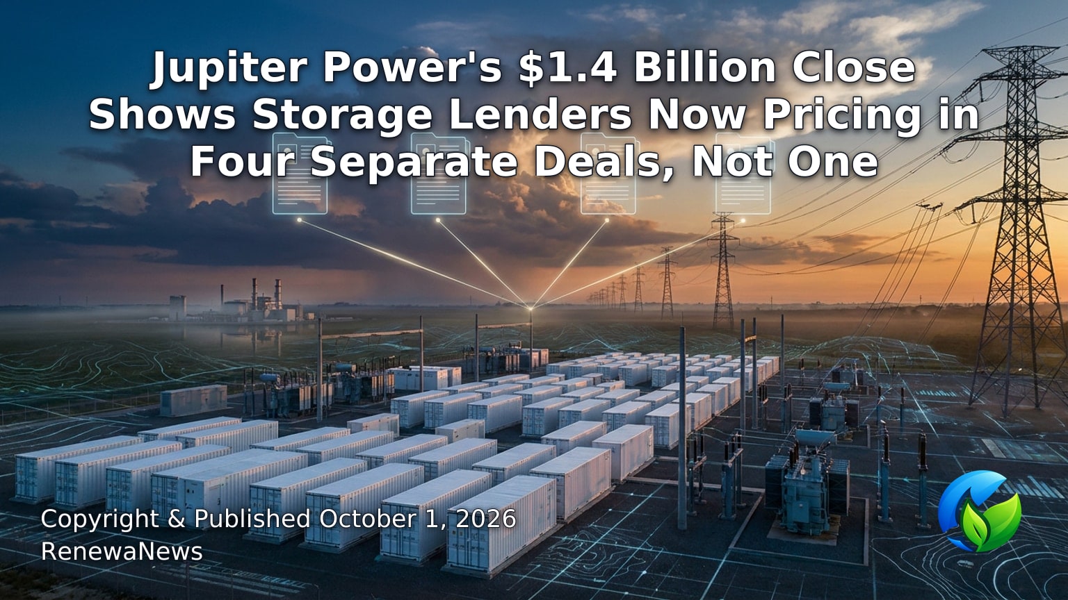 Hero image for the article “Jupiter Power's $1.4 Billion Close Shows Storage Lenders Now Pricing in Four Separate Deals, Not One”