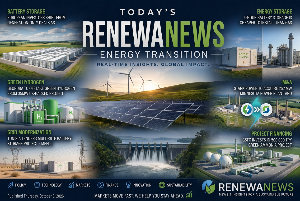 Illustrated summary of the top stories in the RenewaNews Briefing — October 8, 2026 briefing