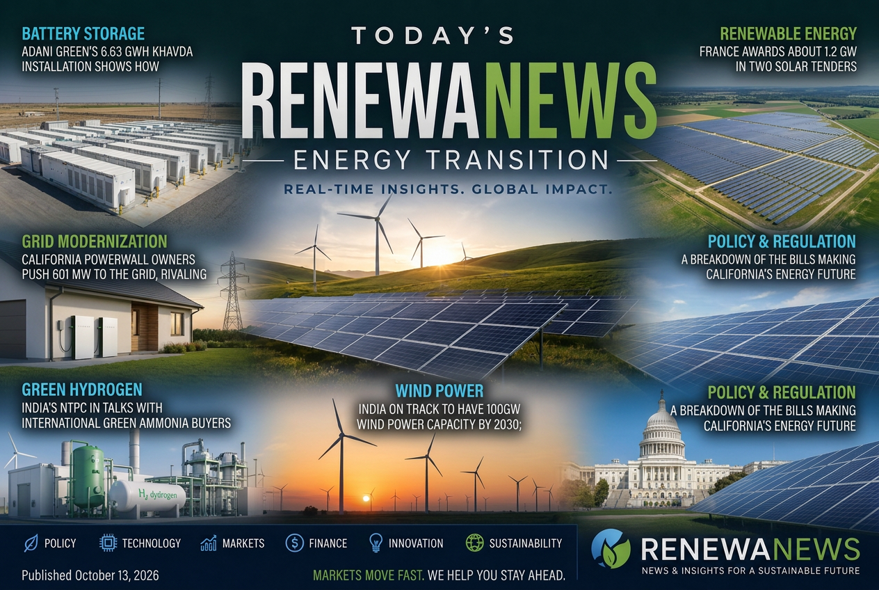 Illustrated summary of the top stories in the RenewaNews Briefing — October 13, 2026 briefing