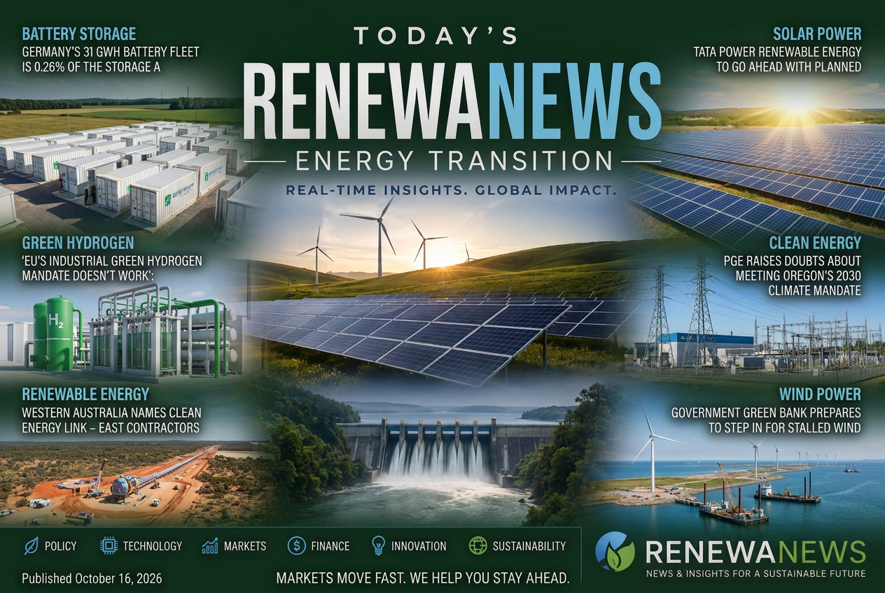Illustrated summary of the top stories in the RenewaNews Briefing — October 16, 2026 briefing