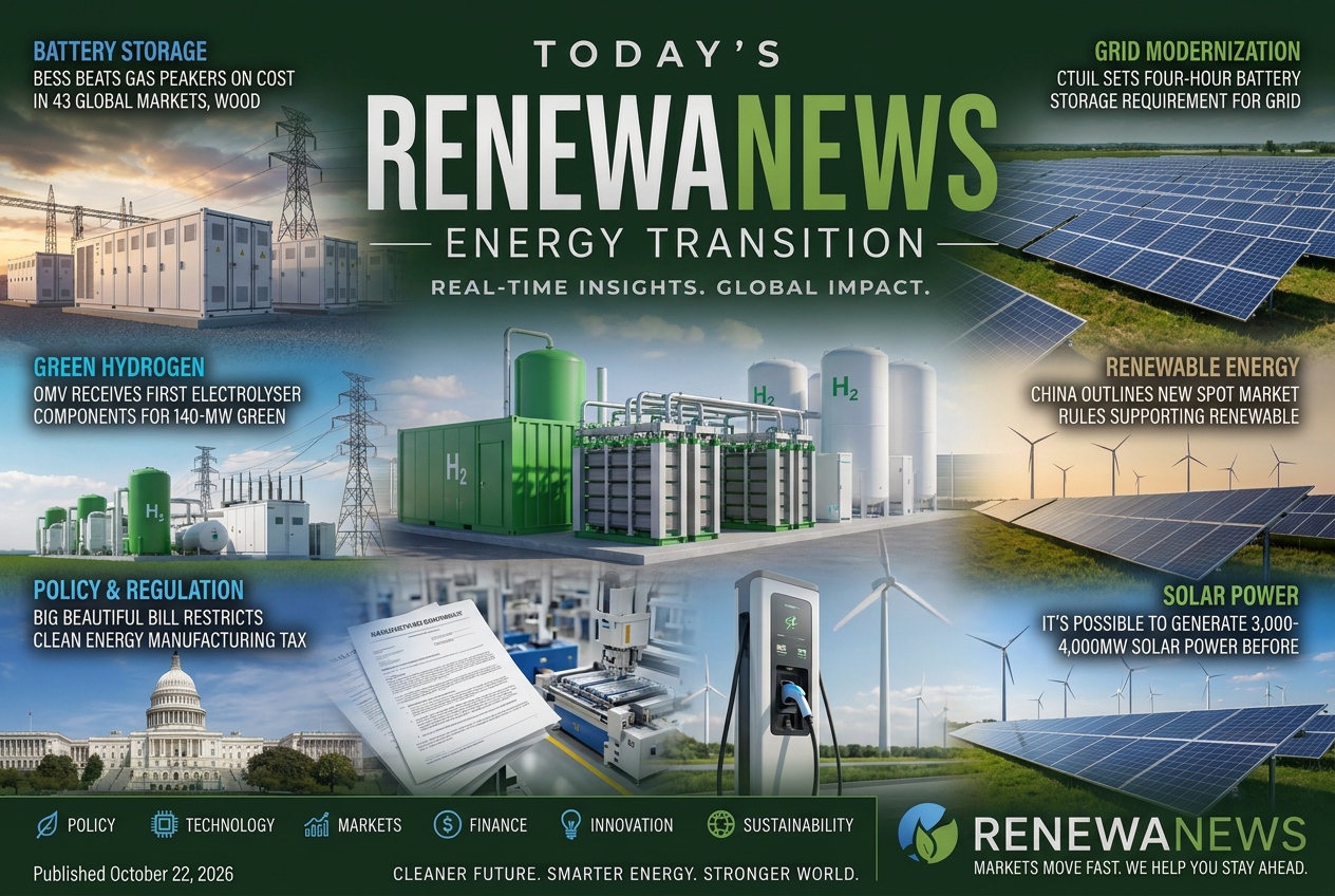Illustrated summary of the top stories in the RenewaNews Briefing — October 22, 2026 briefing