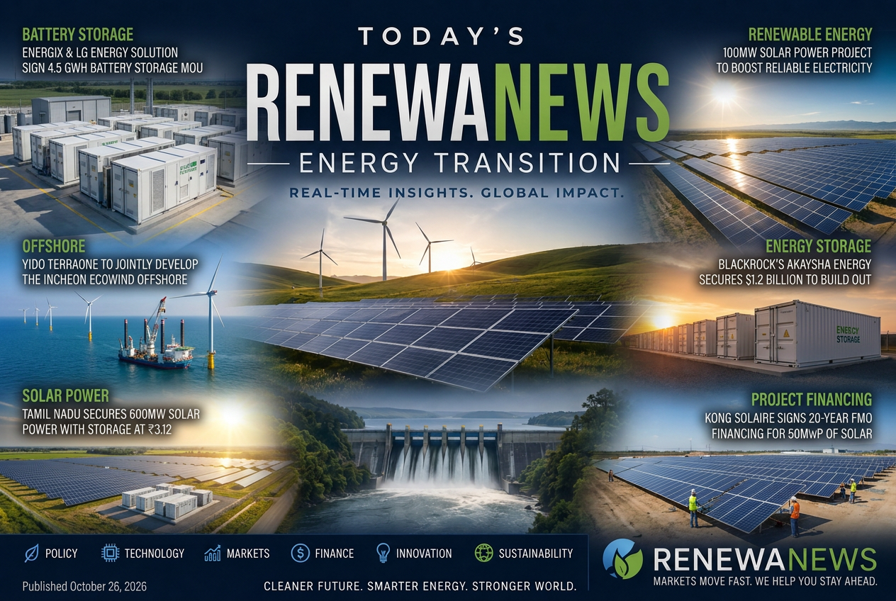 Illustrated summary of the top stories in the RenewaNews Briefing — October 26, 2026 briefing