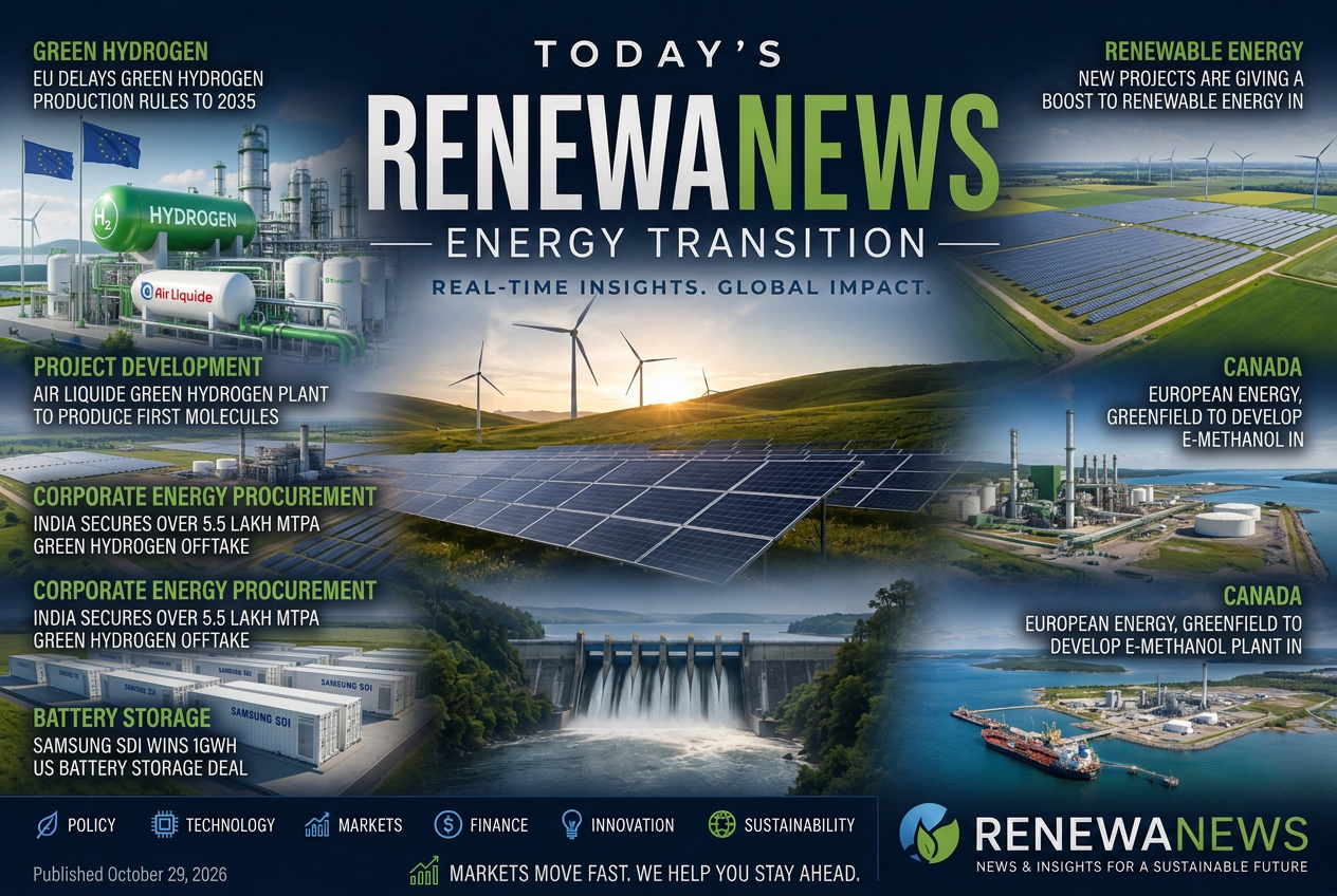 Illustrated summary of the top stories in the RenewaNews Briefing — October 29, 2026 briefing