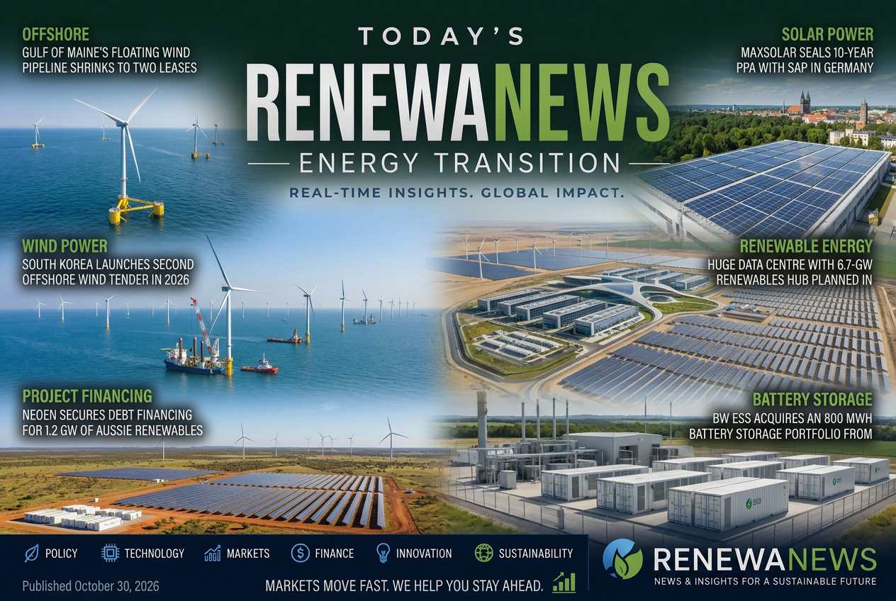 Illustrated summary of the top stories in the RenewaNews Briefing — October 30, 2026 briefing