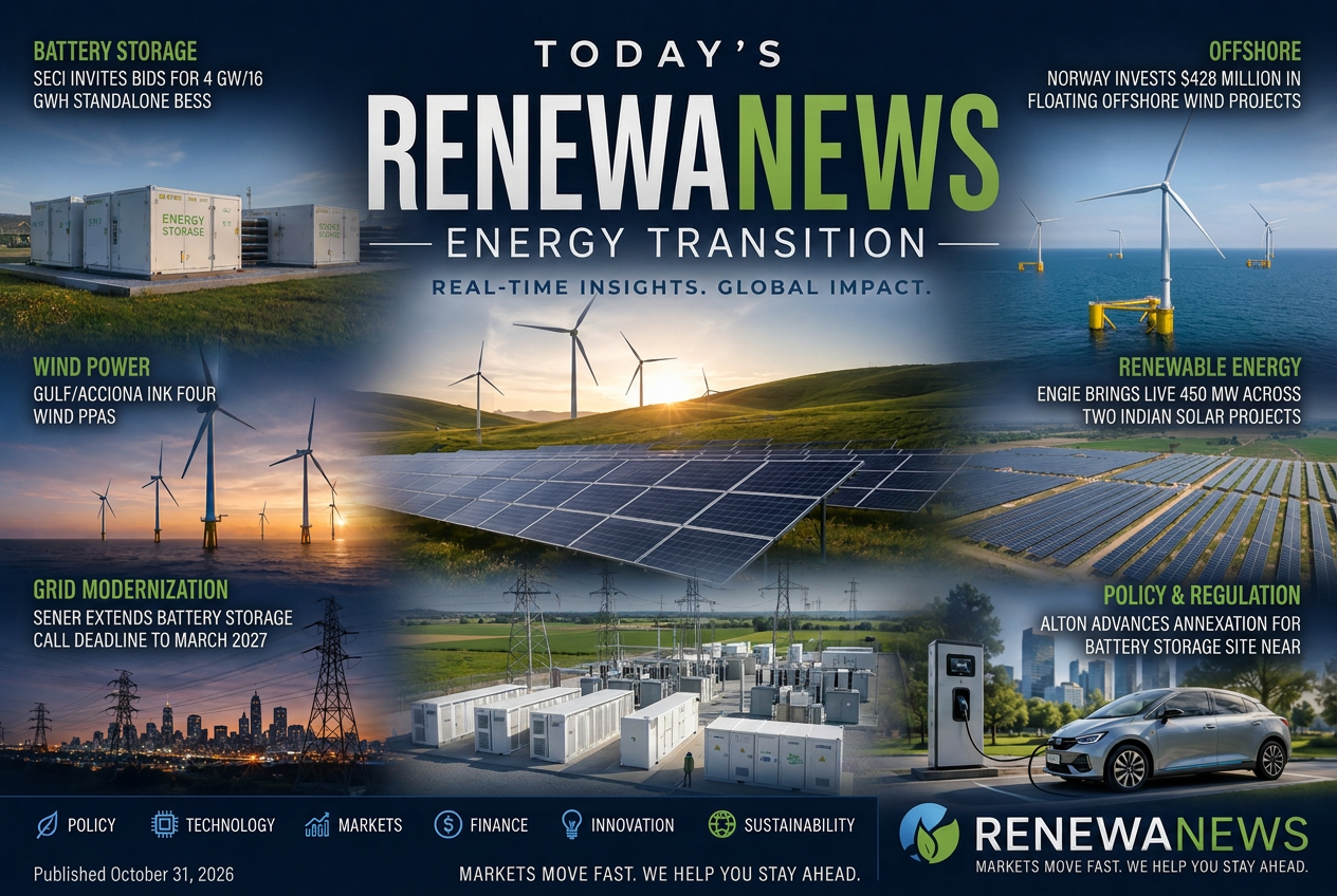 Illustrated summary of the top stories in the RenewaNews Briefing — October 31, 2026 briefing