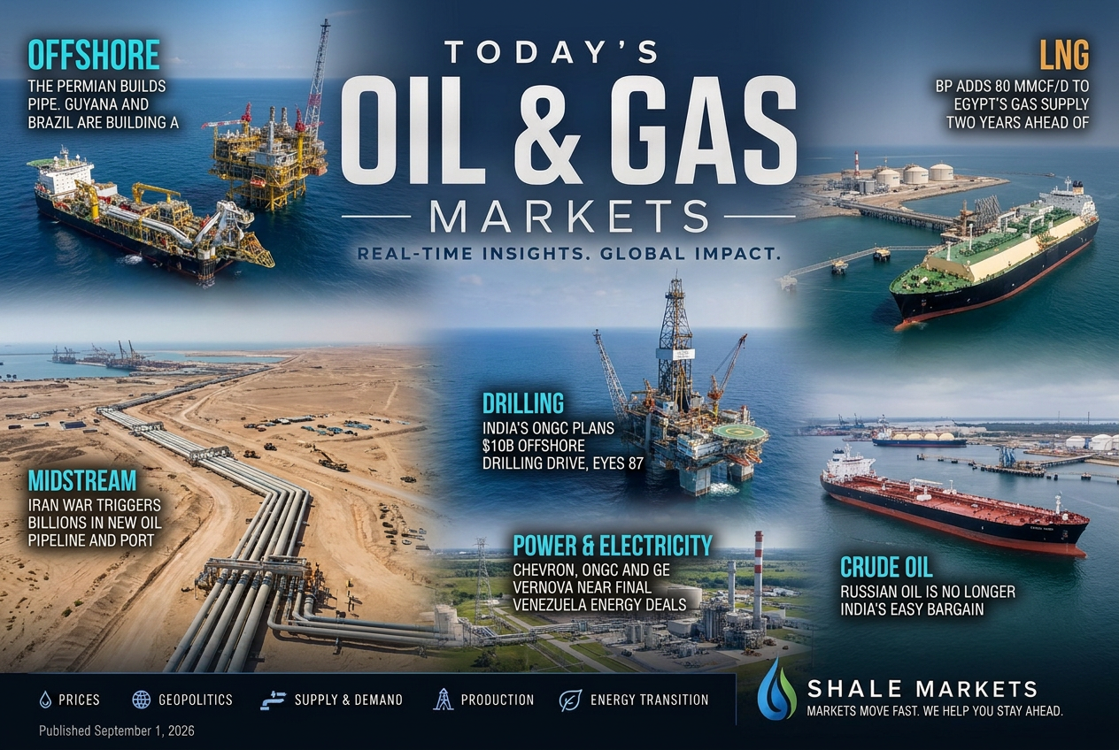 Illustrated summary of the top stories in the Shale Markets Briefing — September 1, 2026 briefing