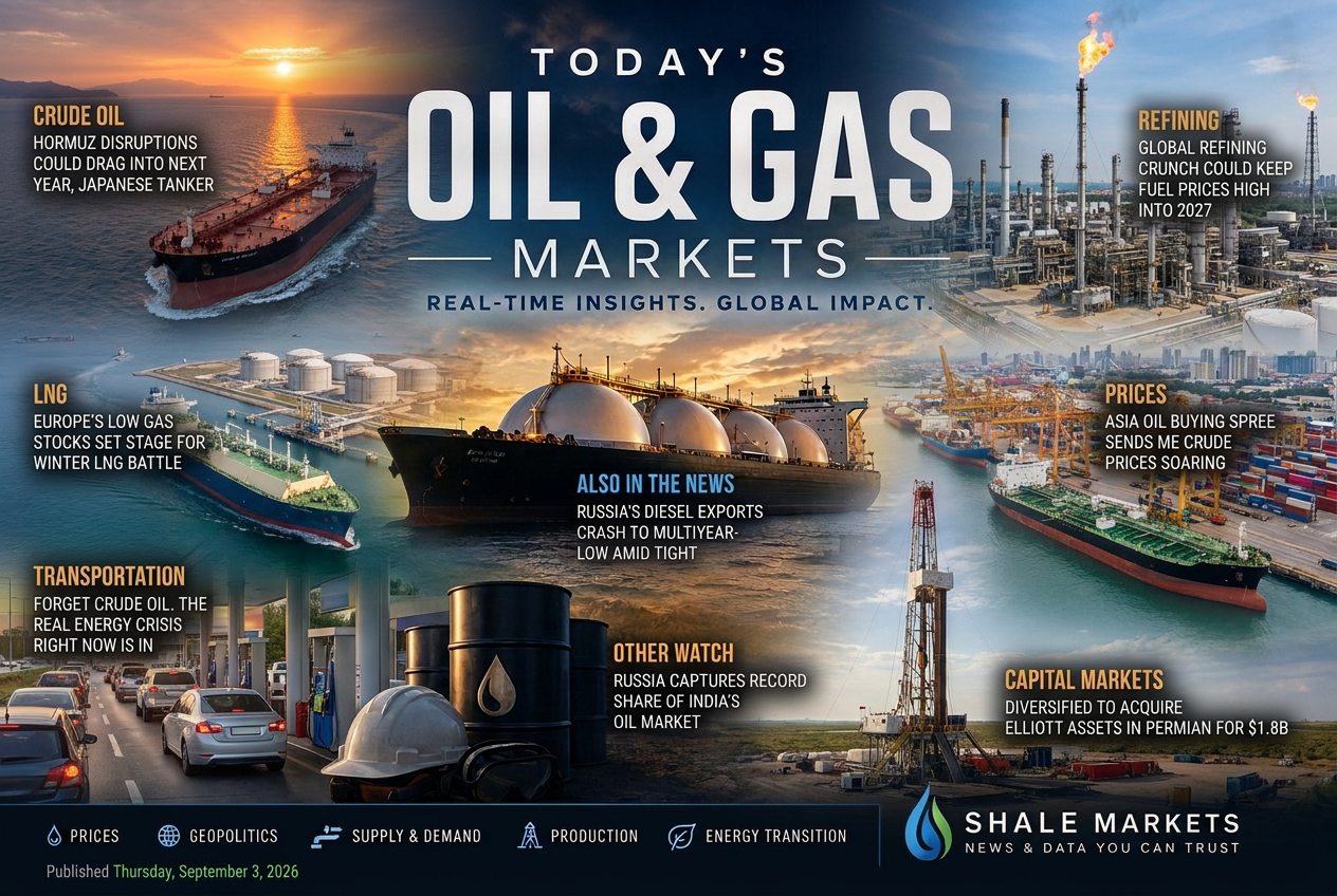 Illustrated summary of the top stories in the Shale Markets Briefing — September 3, 2026 briefing