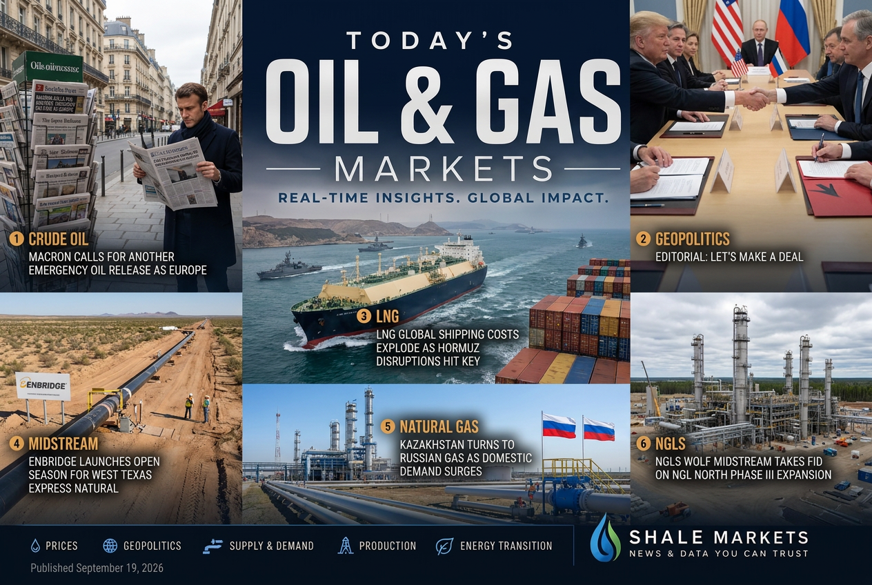 Illustrated summary of the top stories in the Shale Markets Briefing — September 19, 2026 briefing