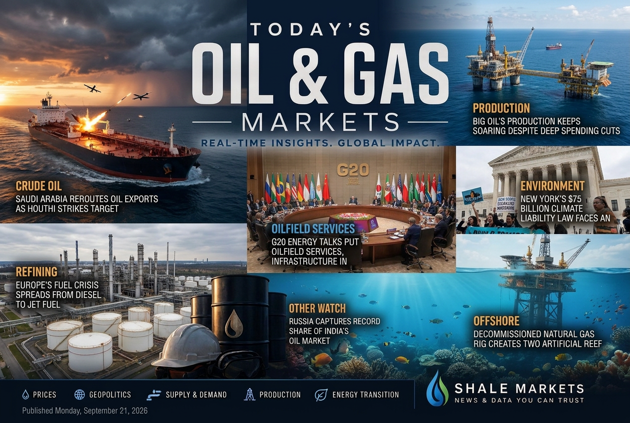 Illustrated summary of the top stories in the Shale Markets Briefing — September 21, 2026 briefing