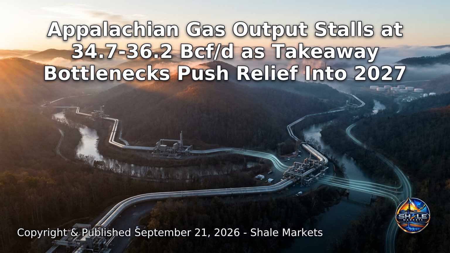 Hero image for the article “Appalachian Gas Output Stalls at 34.7-36.2 Bcf/d as Takeaway Bottlenecks Push Relief Into 2027”