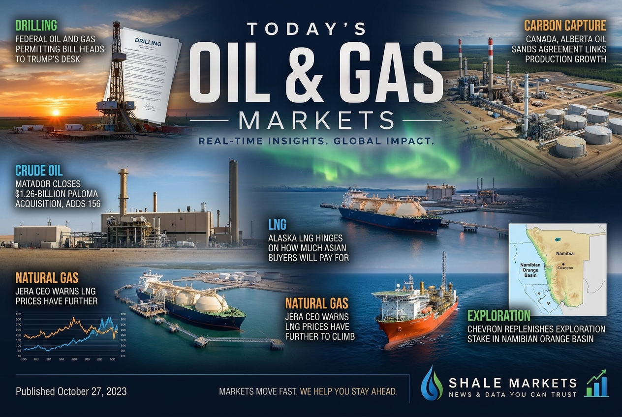 Illustrated summary of the top stories in the Shale Markets Briefing — October 2, 2026 briefing