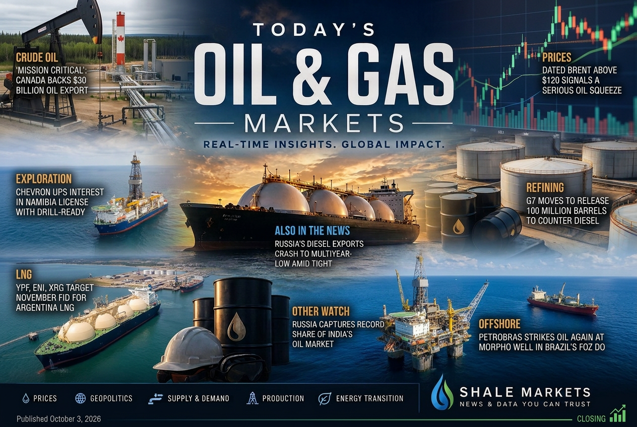Illustrated summary of the top stories in the Shale Markets Briefing — October 3, 2026 briefing