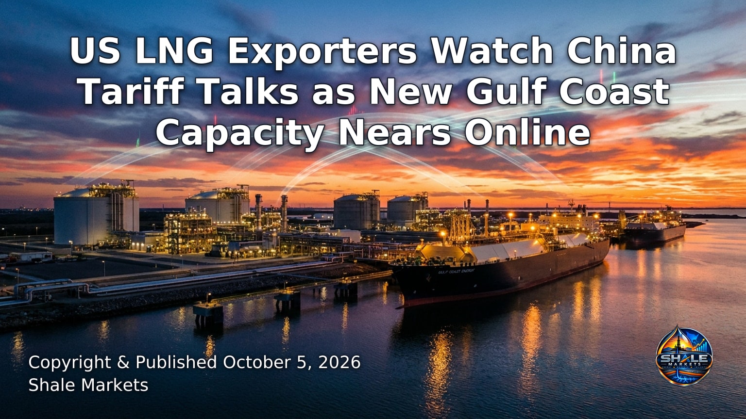 Hero image for the article “US LNG Exporters Watch China Tariff Talks as New Gulf Coast Capacity Nears Online”