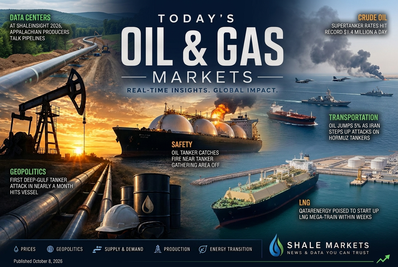 Illustrated summary of the top stories in the Shale Markets Briefing — October 8, 2026 briefing