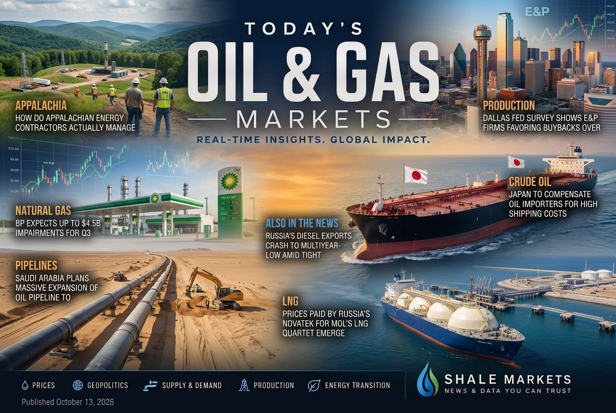 Illustrated summary of the top stories in the Shale Markets Briefing — October 13, 2026 briefing