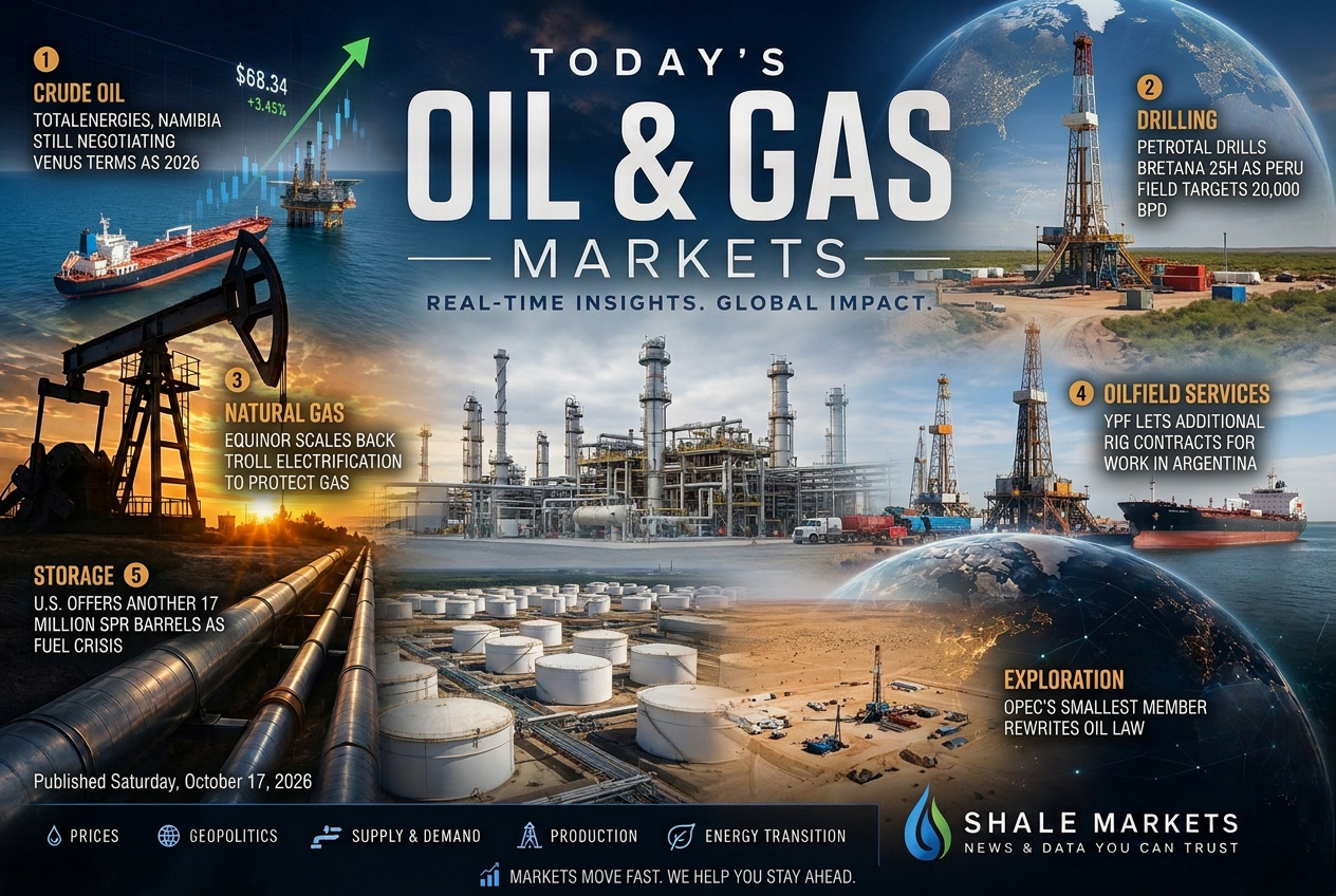 Illustrated summary of the top stories in the Shale Markets Briefing — October 17, 2026 briefing