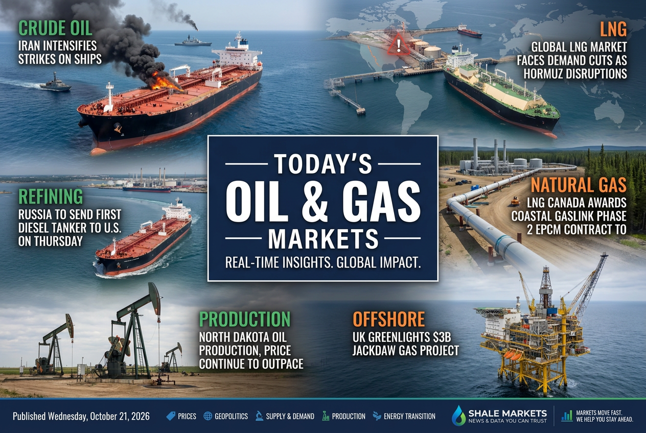 Illustrated summary of the top stories in the Shale Markets Briefing — October 21, 2026 briefing