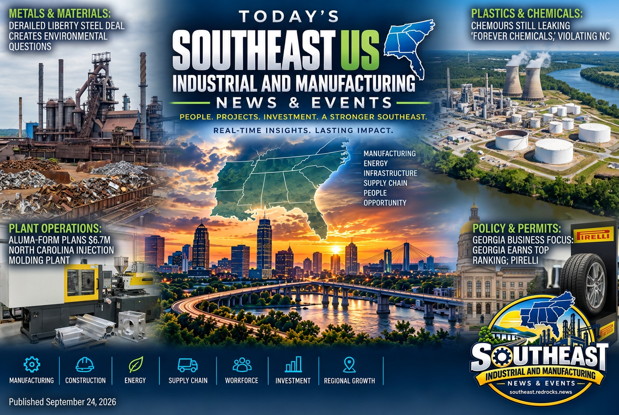 Illustrated summary of the top stories in the Southeast Industrial and Manufacturing News & Events Briefing — September 24, 2026 briefing